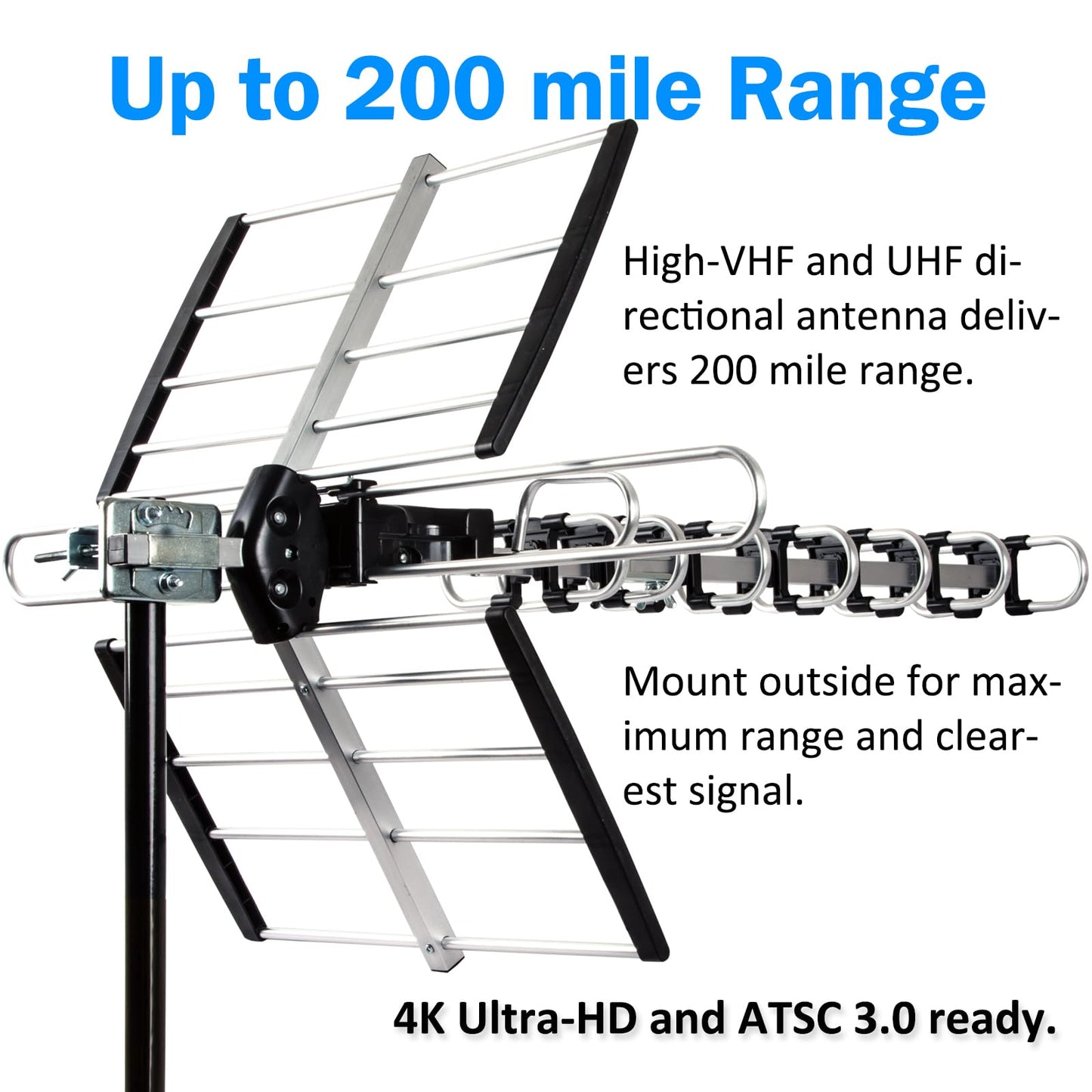 Five Star Outdoor HDTV Antenna up to 200 Mile Long Range, Attic or Roof Mount TV Antenna, Long Range Digital OTA Antenna for 4K 1080P VHF UHF Supports