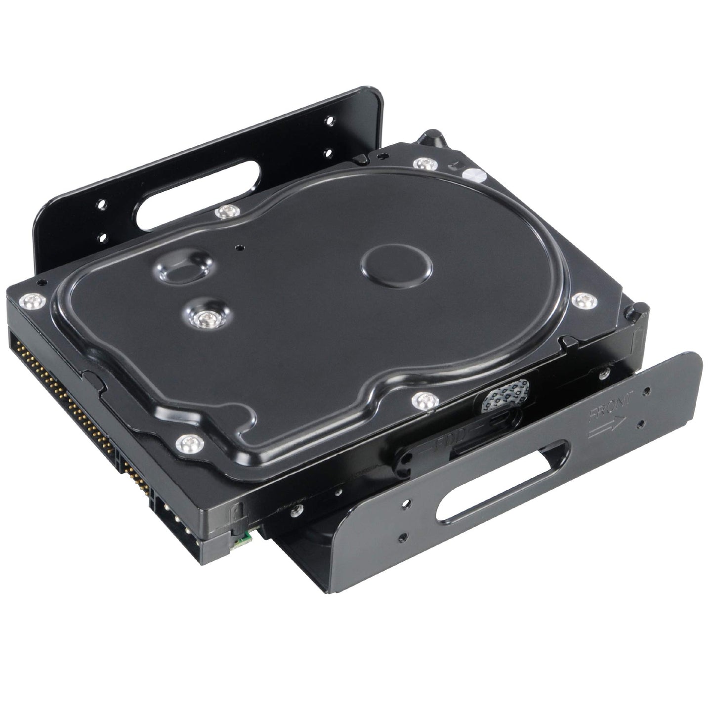 Akasa SSD & HDD Adapter | Fits 3.5" HDD or 2.5" HDD/SSD Into 5.25" PC Bay | Included Anti Vibration Pads and Mounting Screws| Black SECC | AK-HDA-01
