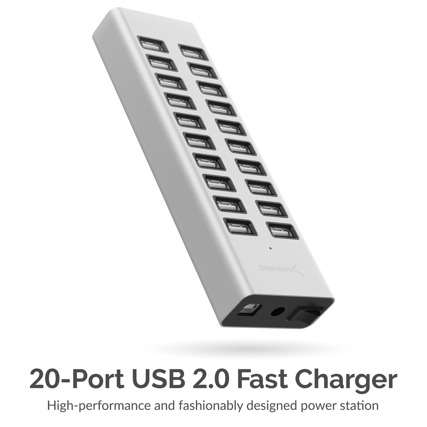SABRENT 90W 20 Port USB 2.0 Fast Charger, 12V Power Supply Included (AX-P20C)