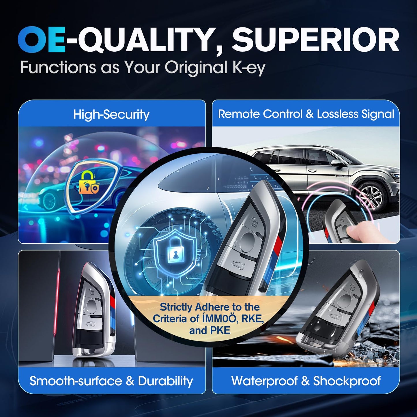 Autel Keyless Entry Remote Key Fob Replacement for BMW, 2026 MaxiIM IKEYBW003AL Programmable Blank Key, 3 Buttons OE-Quality, 130FT Remote, Dual-Band