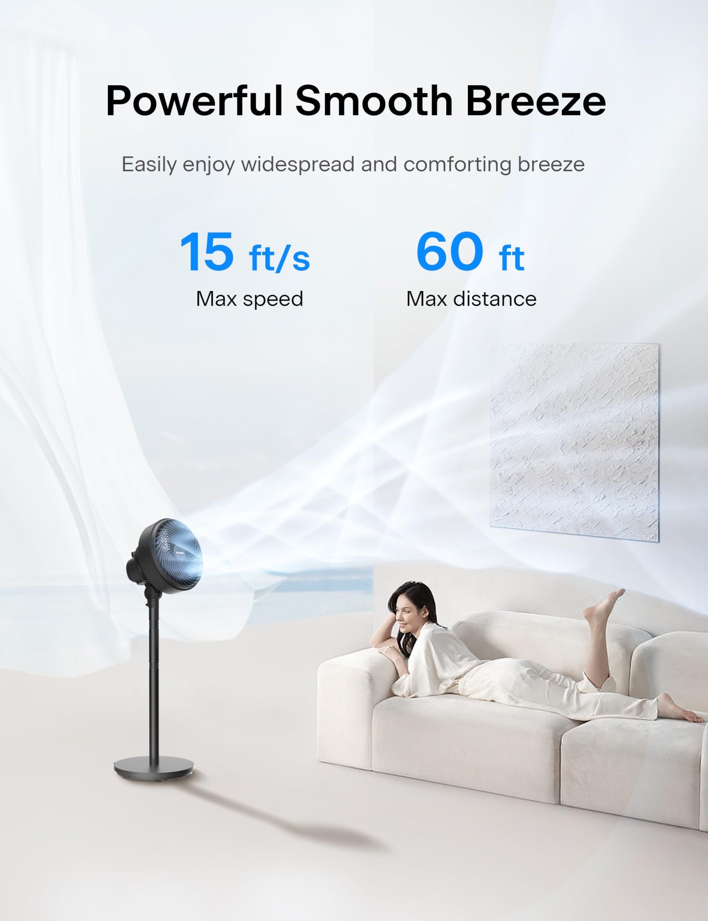PELONIS 7-Inch Air Circulator Fan for Bedroom, 75°+90° Oscillation, Black