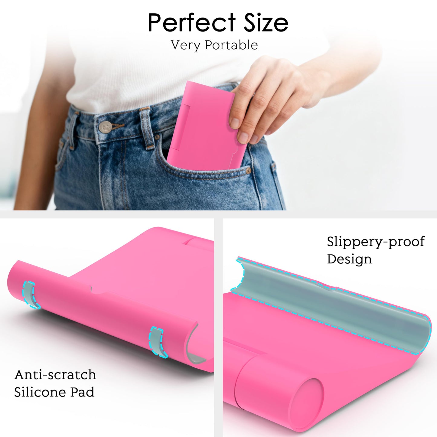 HZZADZXW Cell Phone Stand for Desk, Foldable and Adjustable Multi-Angle Holder Dock, Universal Compatibility for Most Phone and Tablet, Portable