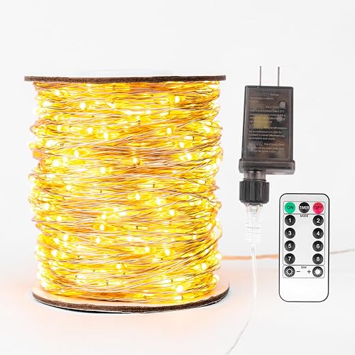 ZELUXDOT Fairy Lights Plug in,100FT 600 LEDs Waterproof Led String Lights,8 Modes Remote Twinkle Light for Bedroom Window Weddings Christmas Holiday