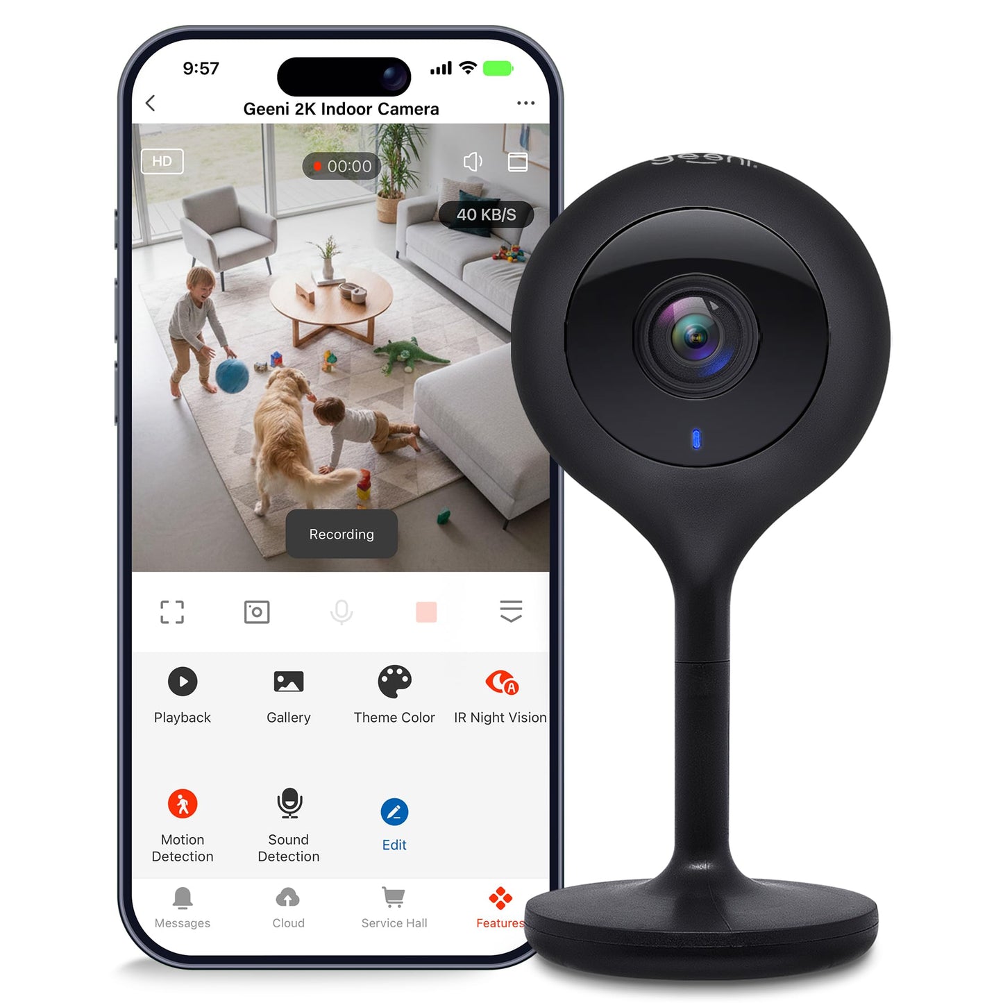 Geeni Look 2K 4MP Smart Indoor Security Camera - 1440p Ultra HD WiFi Pet & Baby Monitor with 2-Way Audio, Motion Detection Zones, 10m Night Vision,