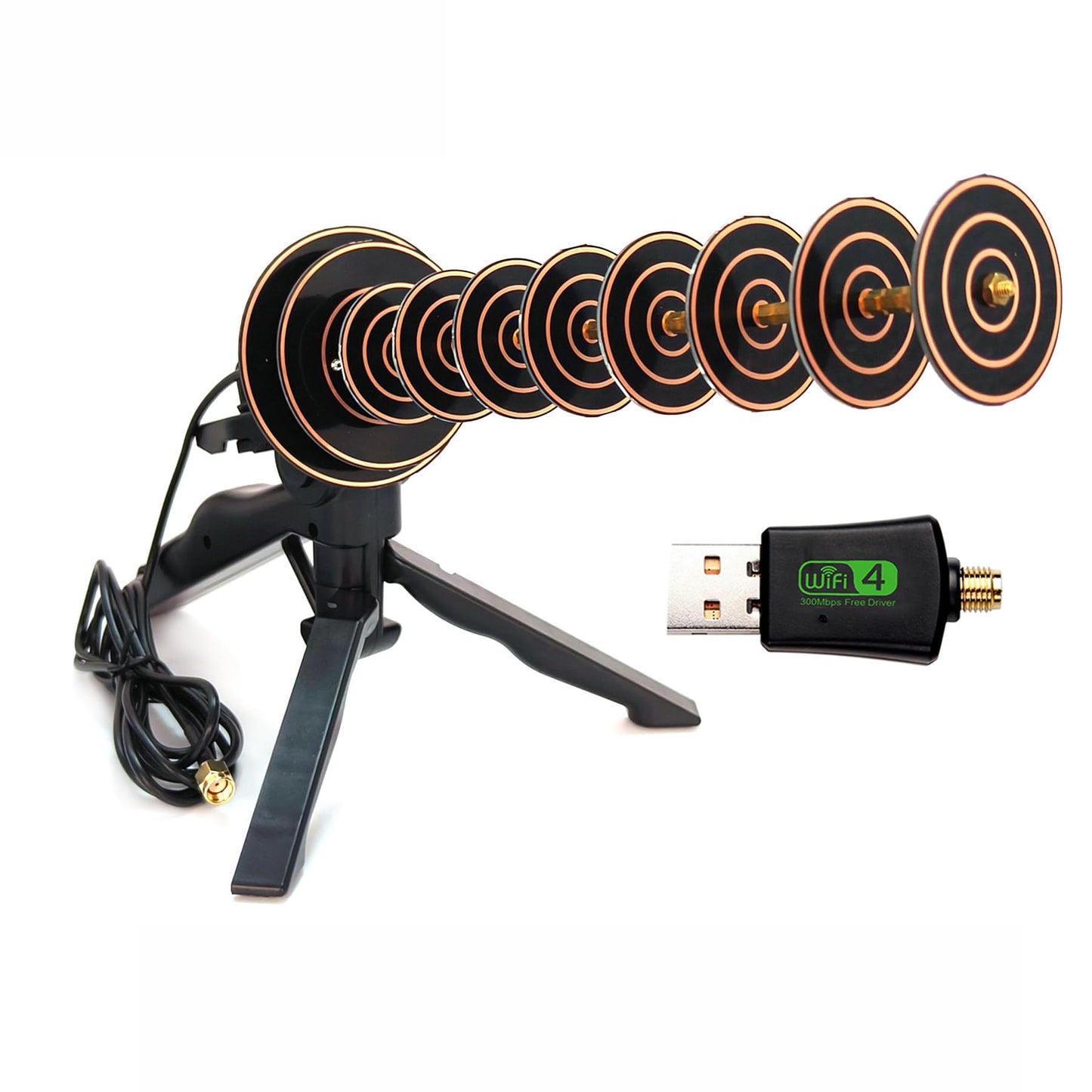 2.4GHz Yagi Directional Antenna Long-Range USB WiFi Adapter Compatible with Windows 11/10//8/7 Systems No CD Driver Required for PC Desktop/Laptop