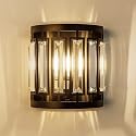 Larootsi Modern Crystal Wall Sconce 1xE26 Black Vanity Wall Lamp K9 Crystal Wall Light Fixture for Hallway Doorway Bedroom Living Room Lighting