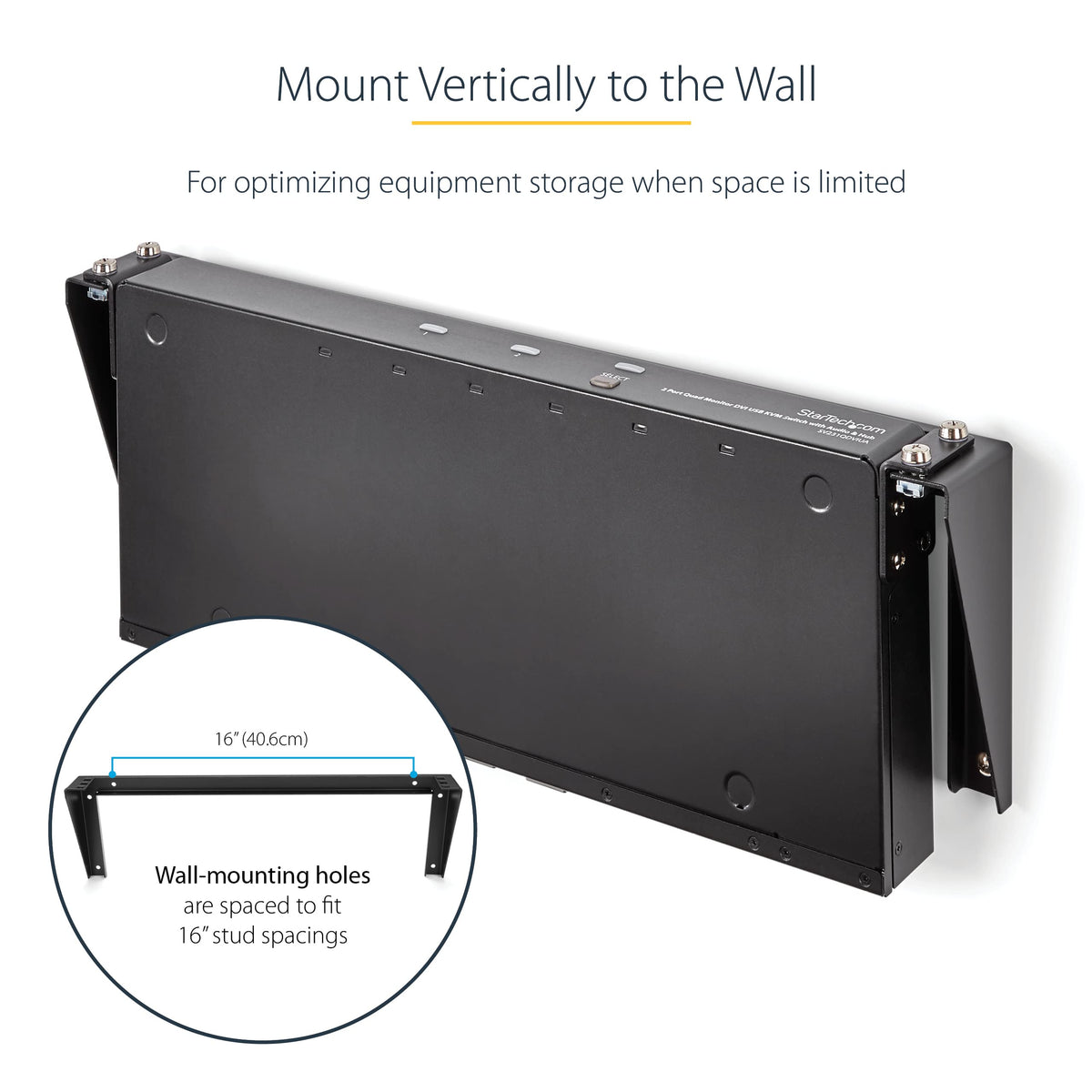 StarTech 1U Vertical Wall-Mount Patch Panel Rack, 125lb, TAA (RK119WALLV)