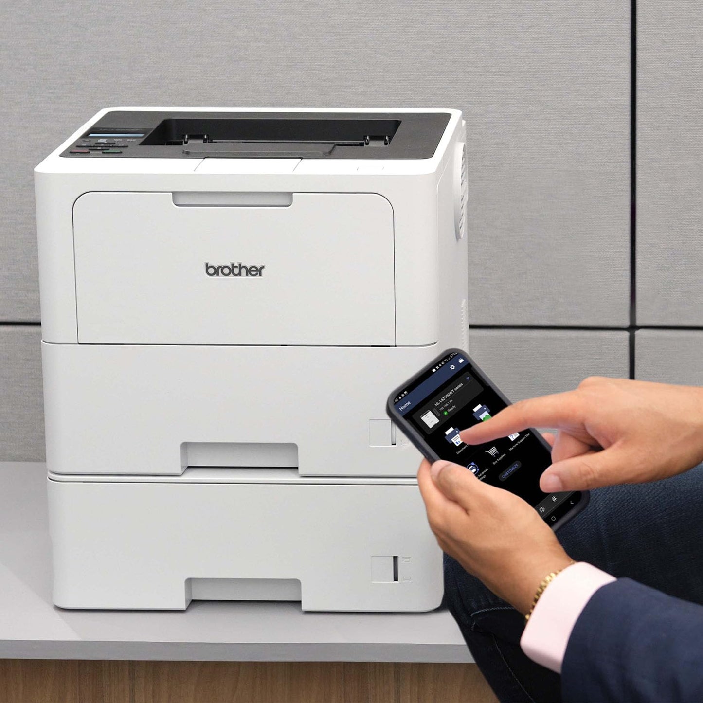 Brother HL-L6210DWT Business Monochrome Laser Printer with Dual Paper Trays, Wireless Networking, Works with Alexa, White