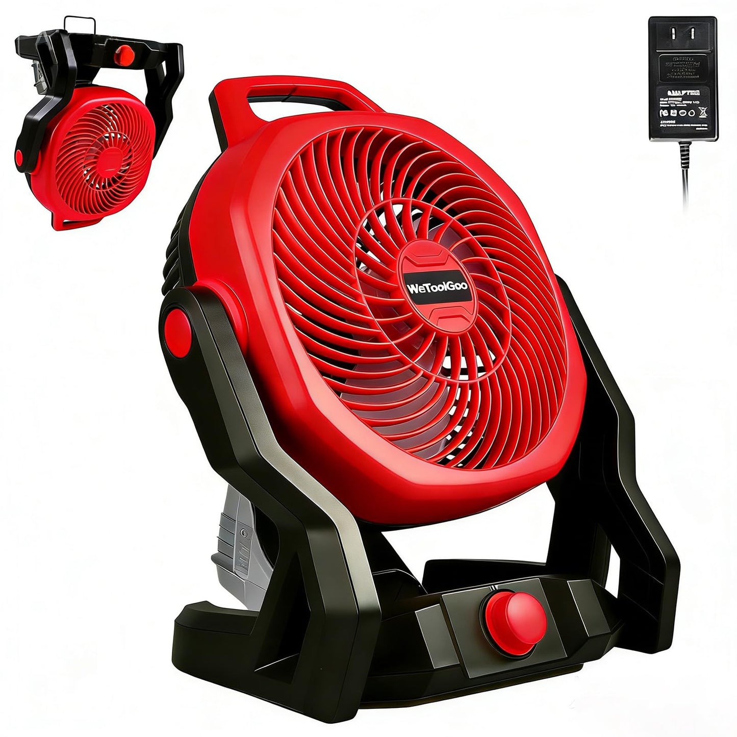 WeToolGoo Cordless Brushless Jobsite Fan Compatible with Milwaukee 18V Battery, Battery Powered Fan 650 CFM Variable Speed, or AC Power for Outdoor