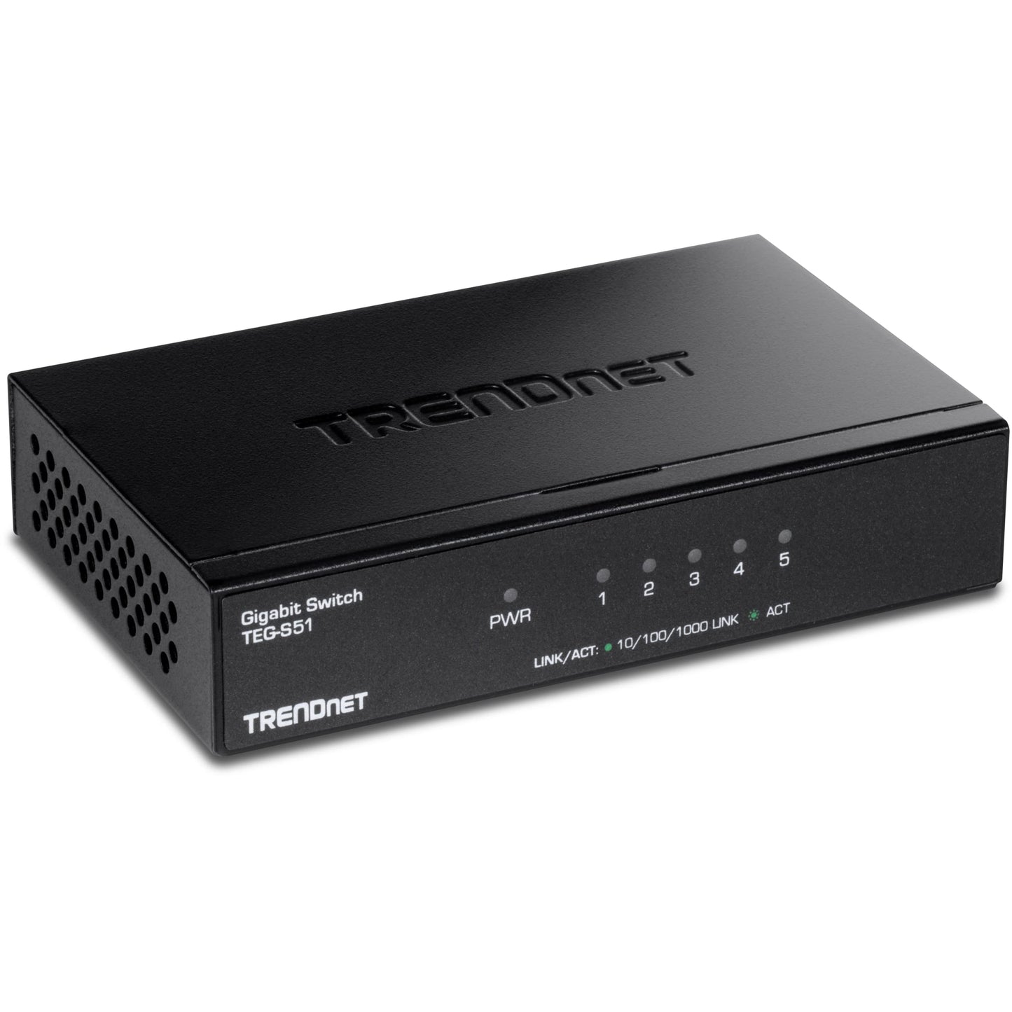 TRENDnet Gigabit Desktop Switch, TEG-S51, 5 x Gigabit RJ-45 Ports, Ethernet Splitter, 10Gbps Switching Capacity, Fanless Design, Metal Enclosure