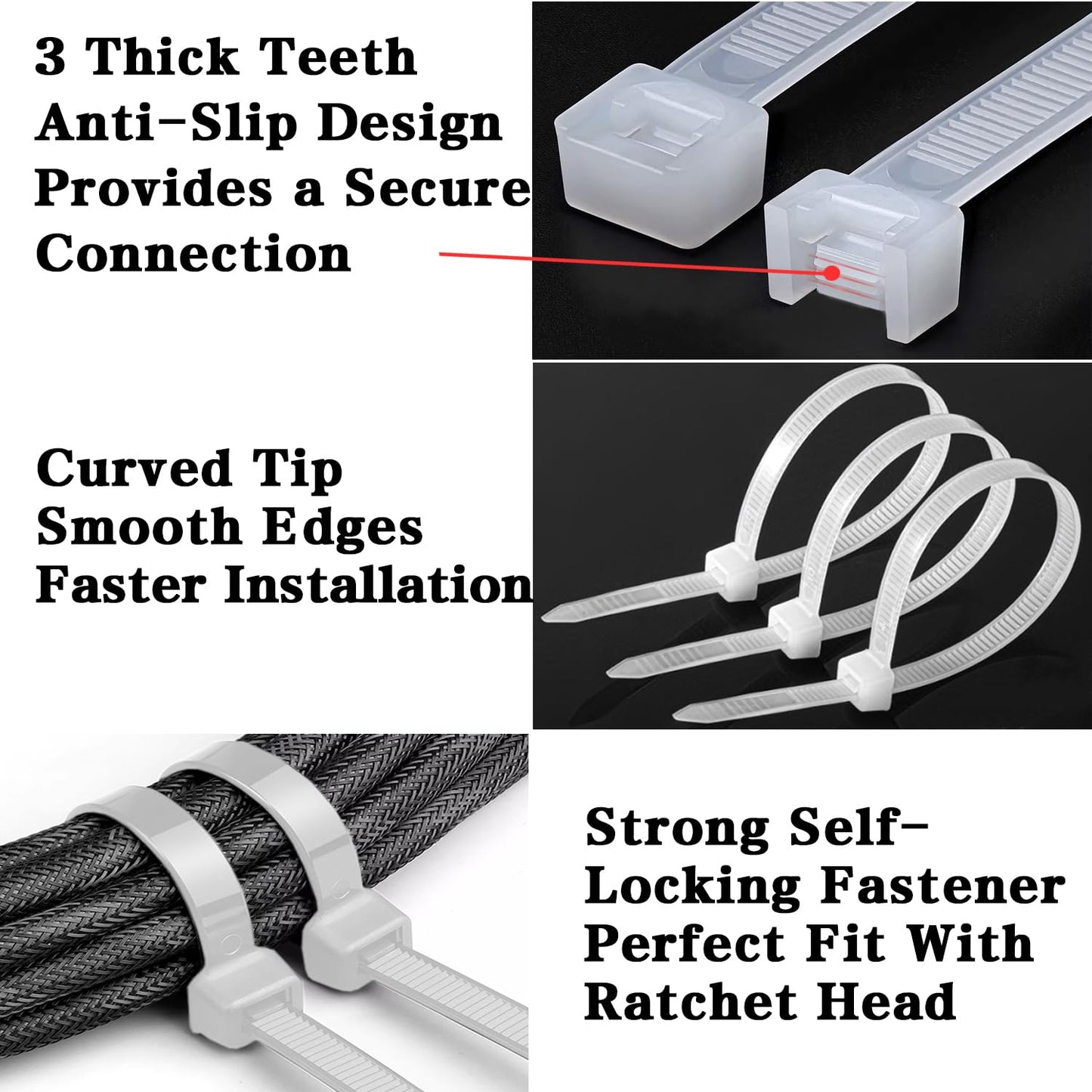 Cable Zip Ties, Heavy Duty Self Locking Zipties, 100 Pack White 18 Inch 120LB, Nylon Cord Management,Plastic Wire Ties for Office,Home,Garden,Workshop