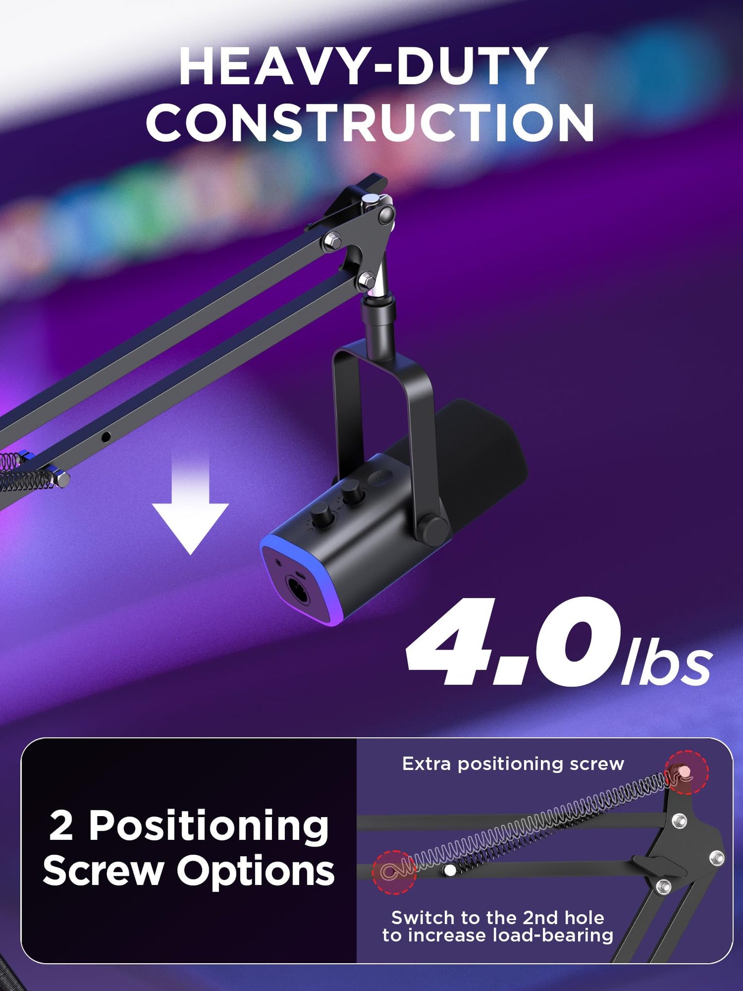 InnoGear Mic Stand for Blue Yeti, Heavy Duty Microphone Stand with Microphone Windscreen and Dual Layered Mic Pop Filter Suspension Boom Scissor Arm