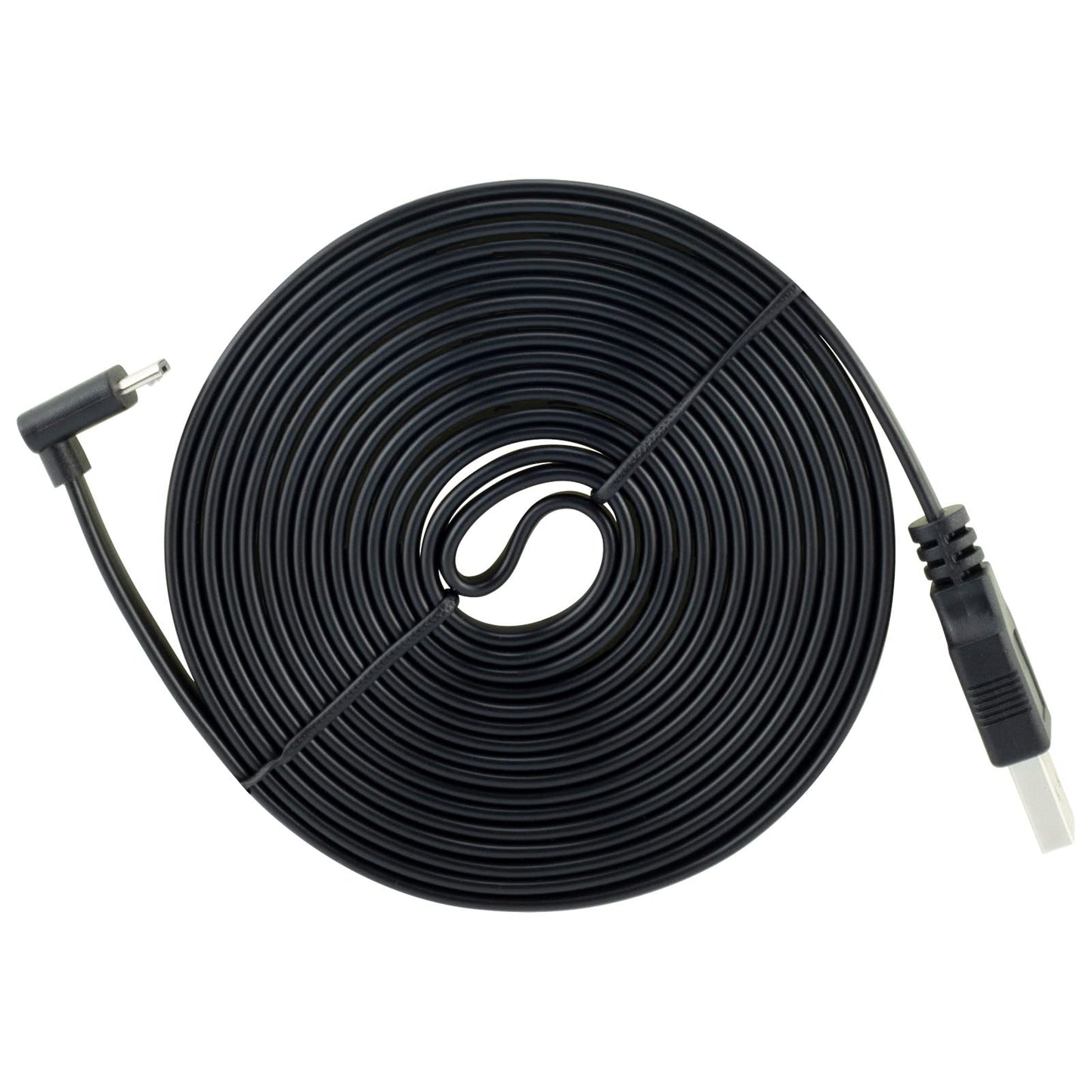 LEFXMOPHY Micro USB 90 Degree Cable Down Angle for WYZE Cam Pan V3 L-Shape Connector Right Angle Flat Extension Charging Cord, 10ft Long Black