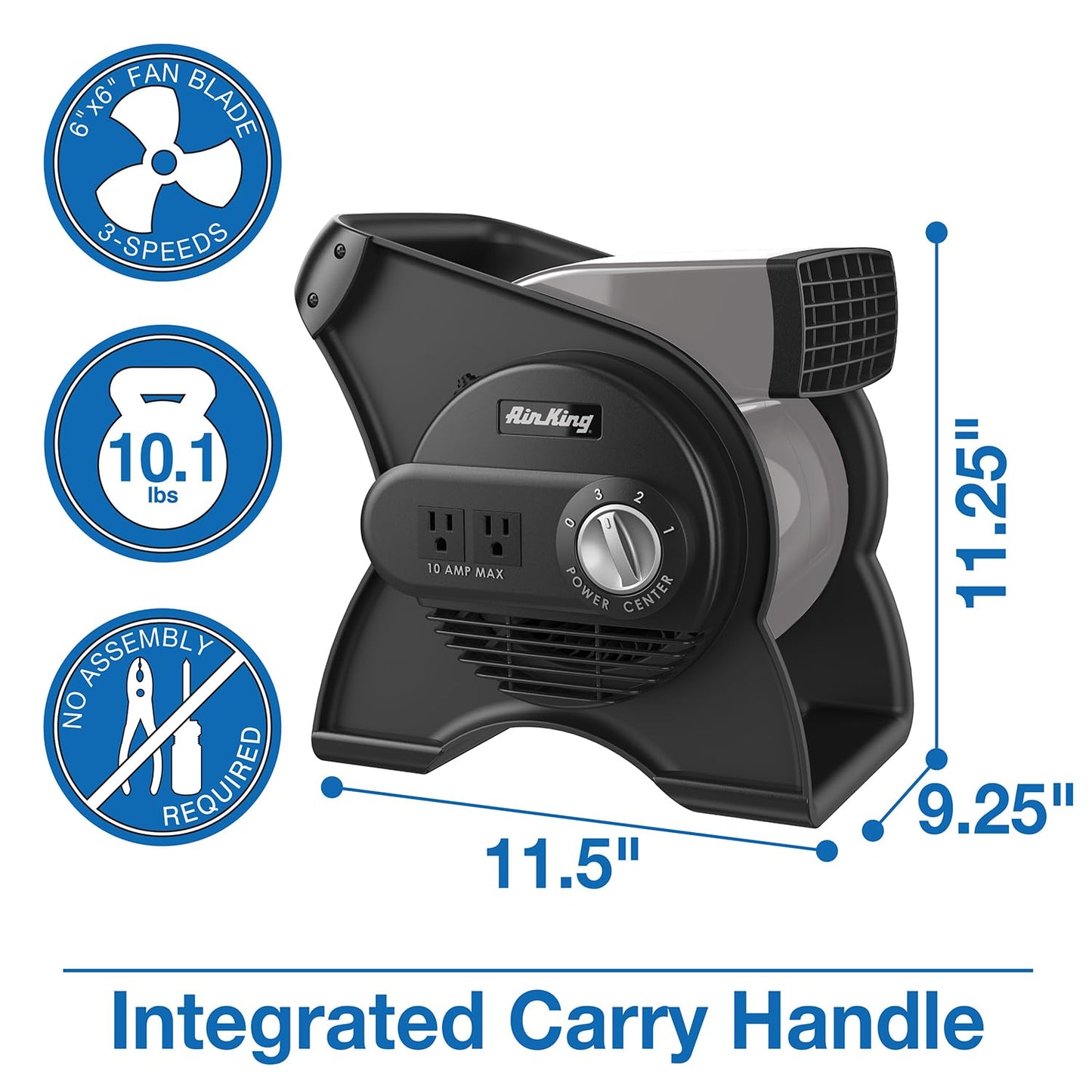 Air King Commercial Grade Pivoting Utility Fan, for Cooling, Ventilating, Exhausting and Drying at Home, Job Site, Work Shop, Construction, 3 Speeds