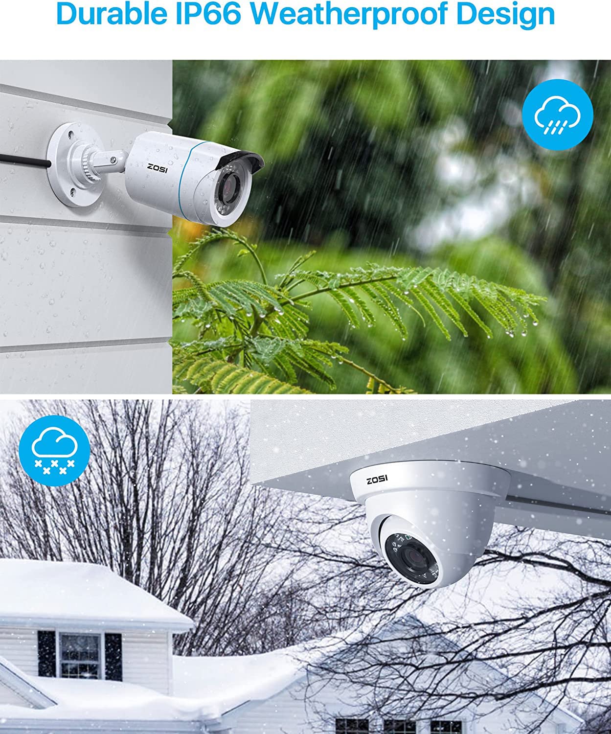 ZOSI H.265+ 1080p Home Security Camera System Indoor Outdoor, 5MP Lite CCTV DVR 8 Channel, 8 x 1080p Weatherproof Surveillance Bullet Dome Camera