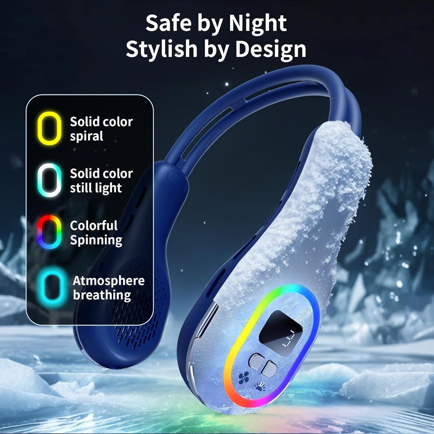 VEKK Portable Neck Fan, 360° Wind Direction Adjustment Bladeless Fan, 6000mAh Battery Operated Wearable Personal Fan, Flexible Cooling Fan for Outdoor