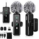 BILIWAL Wireless Lavalier Microphone, Noise Cancelling Lapel Recording Entry-Level 2 Pack Mics, 3IN1 Port for Most Devices