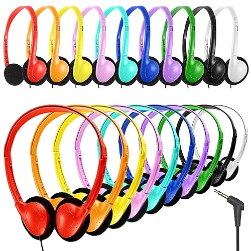 Gaosen 20 Pack Classroom Headphones Bulk for Kids School Student,Wholesale Durable Wired Class Set Headphones for Children Toddler Teens Boys Girls