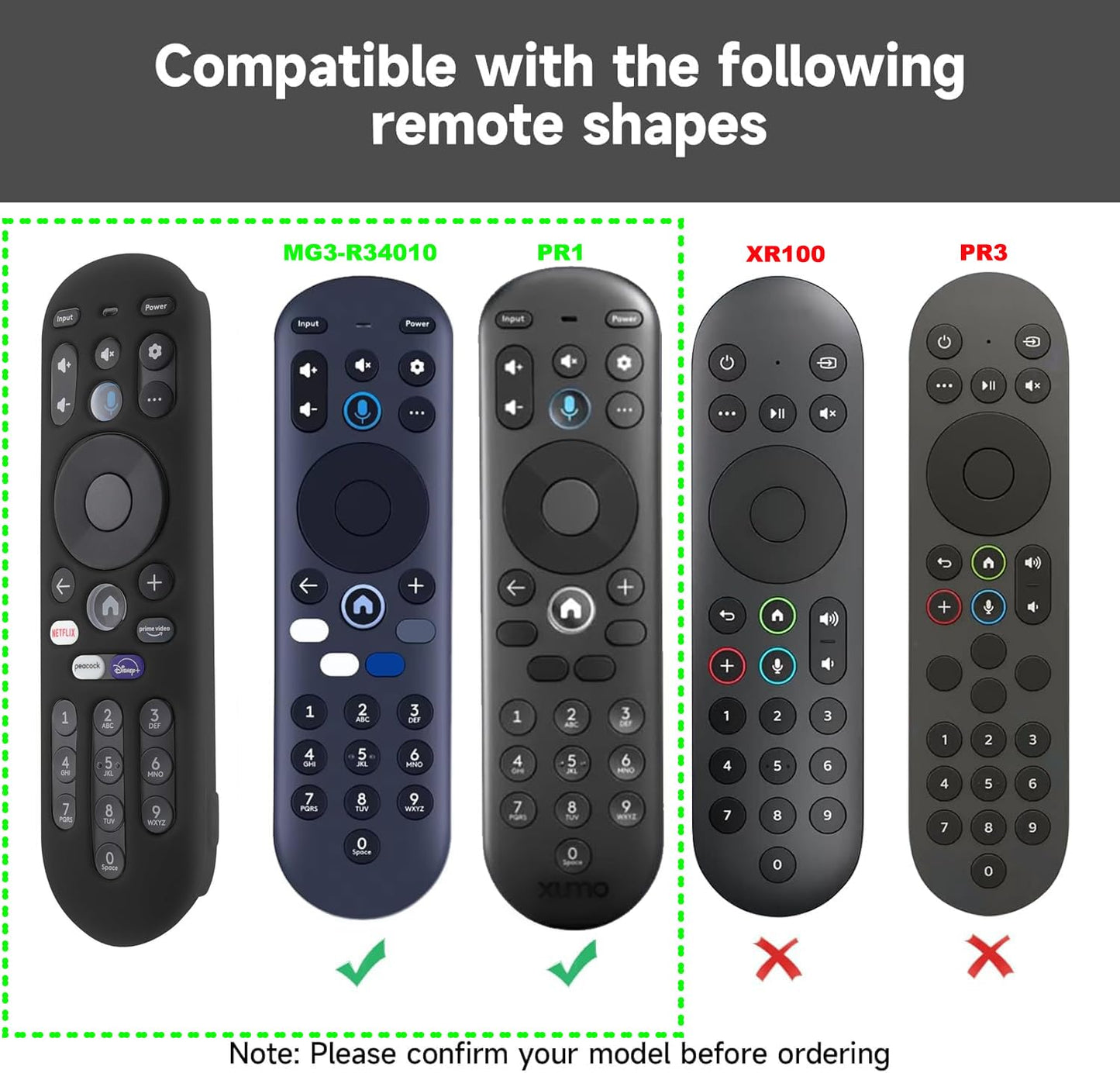 LEFXMOPHY Silicone Cover for Xumo TV MG3-R34010 PR1 Remote Case (Not for XR100, PR3), for Pioneer Xfinity Spectrum Element 764f0000100 Remote Control