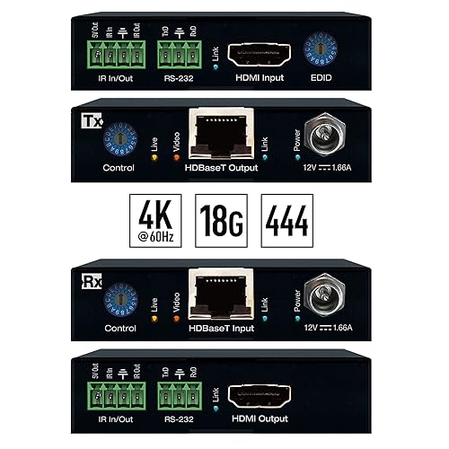 Key Digital KD-X444S (WE-G8R-N-JJNJ): HDMI Over 40m CAT6 HDBaseT Extender Set
