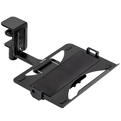 VIVO Clamp-on 12 x 9 inch Rotating Laptop Tray, Extra Sturdy Single Desk Swivel Clamp, Ergonomic Typing, Black, MOUNT-LAP1CB