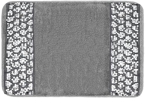 Zahari Home Sinatra Modern Bathroom Rug Classic Luxury Bath Rug Contemporary Decor Silver Bath Mat for Shower Unique Design Stylish Bathroom Rug Bath…