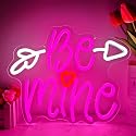 Valentine's Day Neon Sign Be mine Neon Sign for Wall Decoration Dimmable Pink LED Heart Shaped Neon Sign for Wedding Anniversary Bedroom Neon Wall