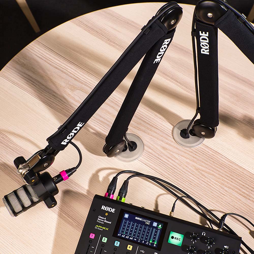 Rode PSA1+ Pro Studio Boom Arm for Podcasting and Streaming with Quick Release Mic Stand Adapter, Microphone Pop Filter, Professional Grade XLR Cable