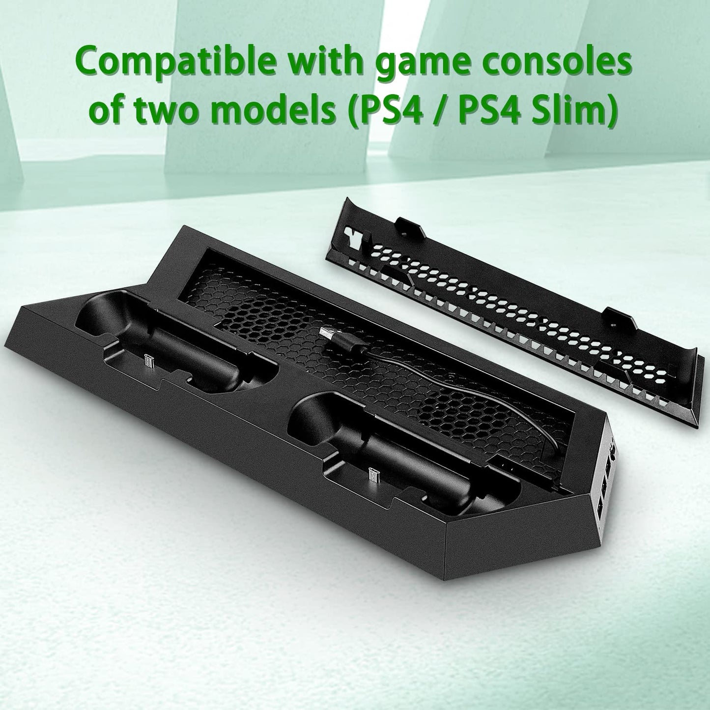 OSTENT Dual Motors Cooling Fan Radiator Charger Station USB Hub Vertical Stand for Sony PS4 / Slim Console