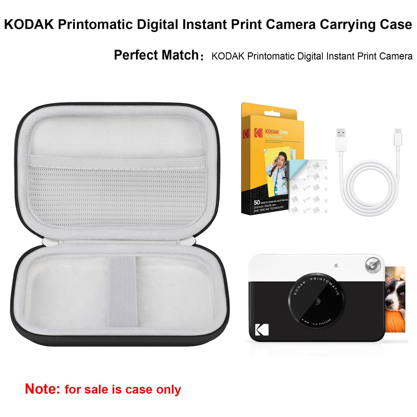Elonbo Carrying Case for KODAK Printomatic Full-Color Instant Print Digital Camera, Portable Mini Photo Printer Hard Travel Bag, Picture Printer