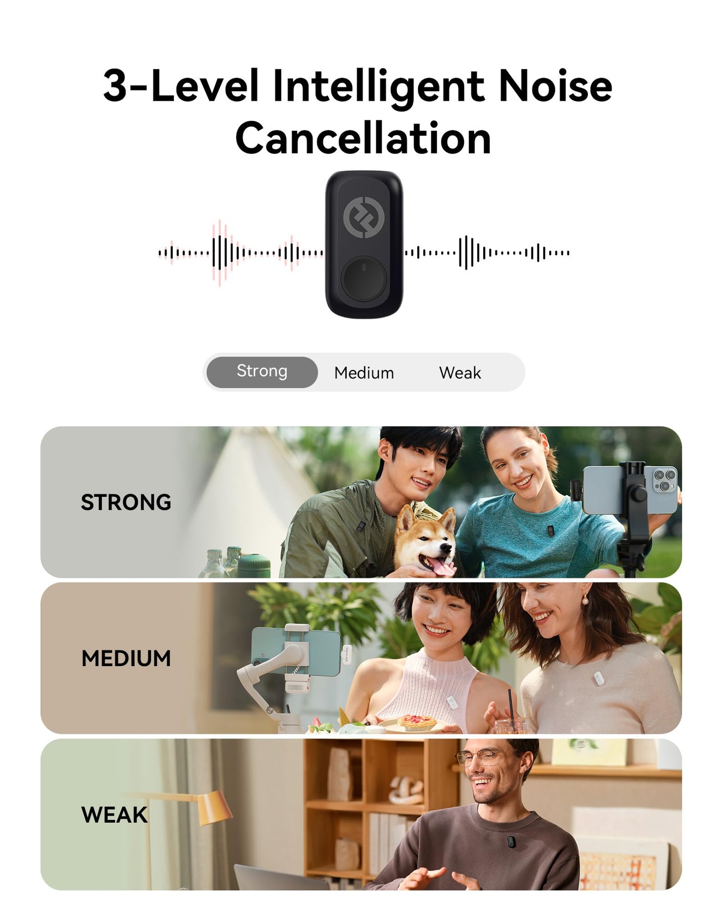 Hollyland Lark A1 Wireless Microphone for iPhone & Android, 48kHz/24-bit Studio Audio, 3-Level Noise Cancellation, 200m Range, Magnetic Mini Mic for