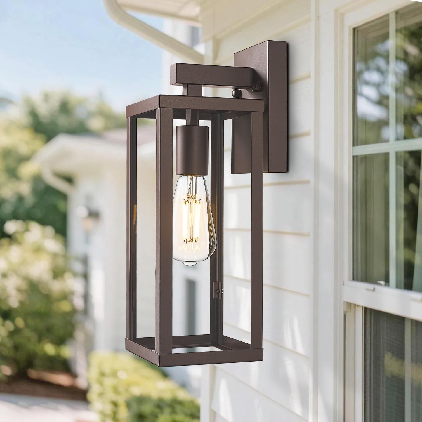 Outdoor Wall Light with Clear Glass, Anti-Rust Exterior Wall Sconce, Weather Resistant Outdoor Lantern, Exterior Lighting for Porch, Patio, Garage