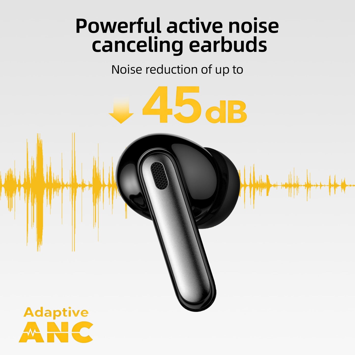 Cyberix Active Noise Cancelling Ear Buds, Bluetooth 5.4 True Wireless Earbuds with LED Power Display and Touch Control, Waterproof, Long Battery Life