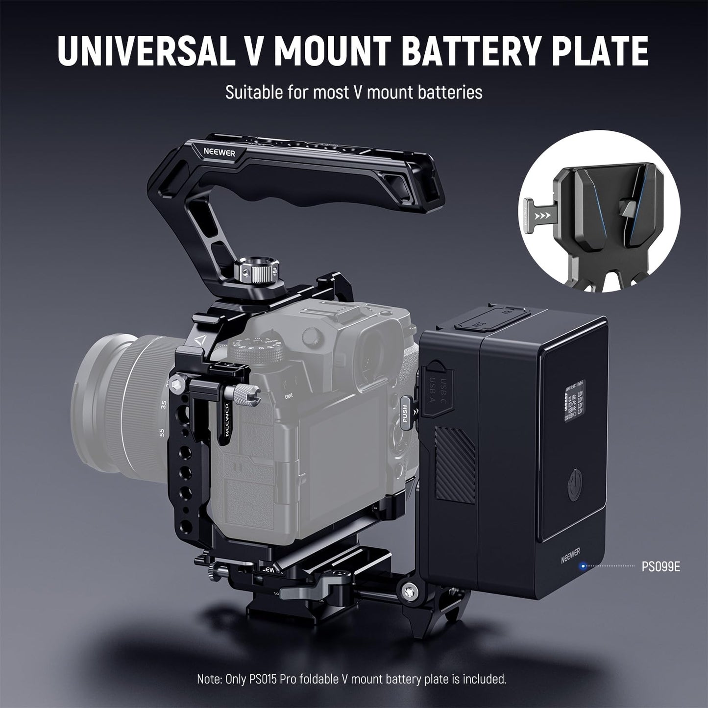 NEEWER V Mount Battery Plate with Arca Type Quick Release Plate, Foldable V Lock Mounting Adapter for NEEWER PS099E, Compatible with Camera Cage Video