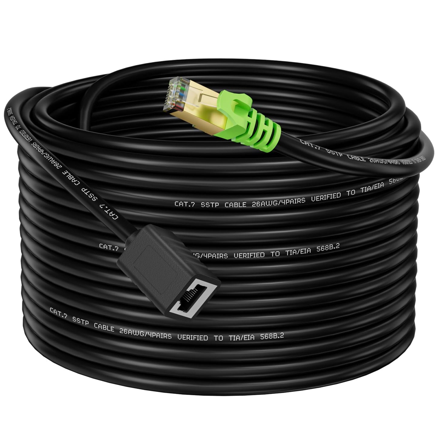 Weetcoocm Ethernet Extension Cable 20ft, Network Cat6a Extension Patch Cable RJ45 Cords Shielded Male to Female Connector (20FT)