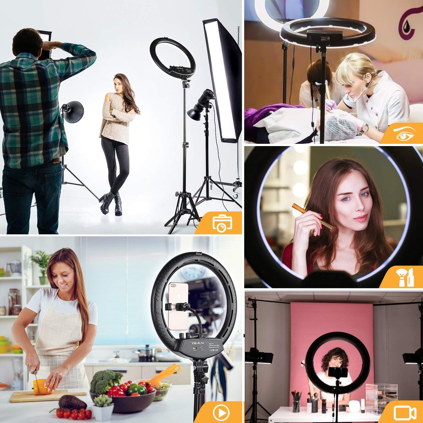 Ring Light with Tripod Stand, Yesker 14 Inch LED Ringlight Kit with Phone Holder Adjustable Color Temperature Circle Lighting, Led Photo Beauty Ring