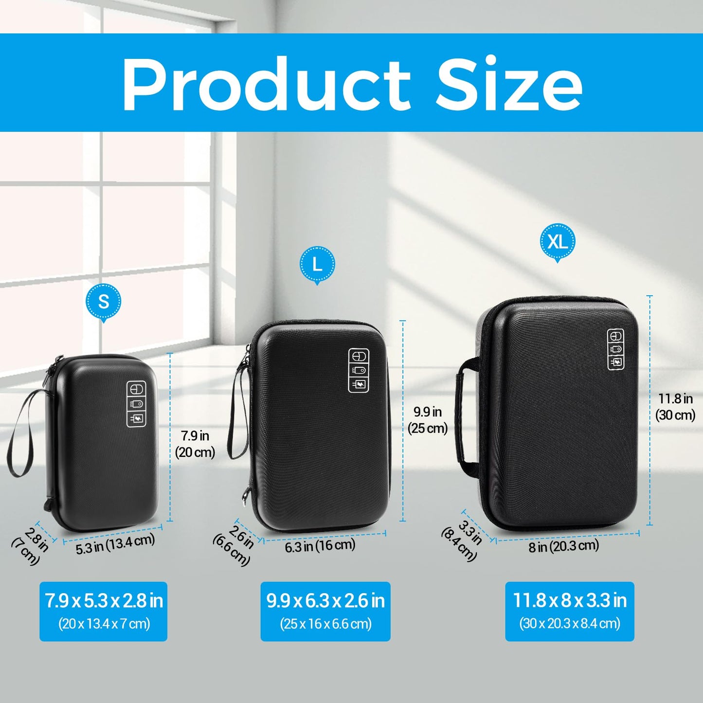 ProCase Hard Travel Electronic Organizer Case for MacBook Power Adapter Chargers Cables Power Bank Apple Magic Mouse Apple Pencil USB Flash Disk SD