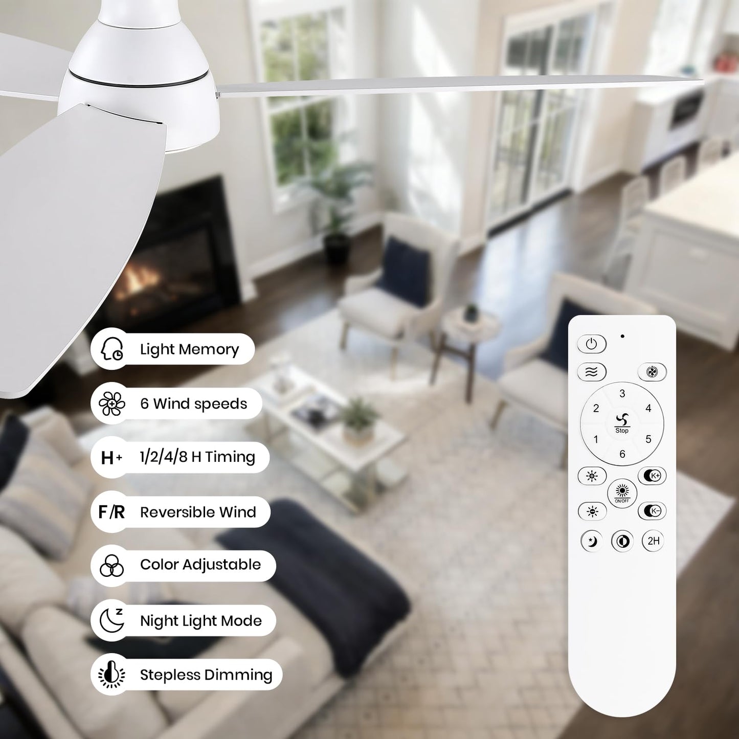 MOOONICHE 52" Fandelier, Ceiling Fan with LED Light and Remote/APP Control, 6-Speeds Reversible Fan Lights, 3CCT, Dimmable, Timable Large Chandelier