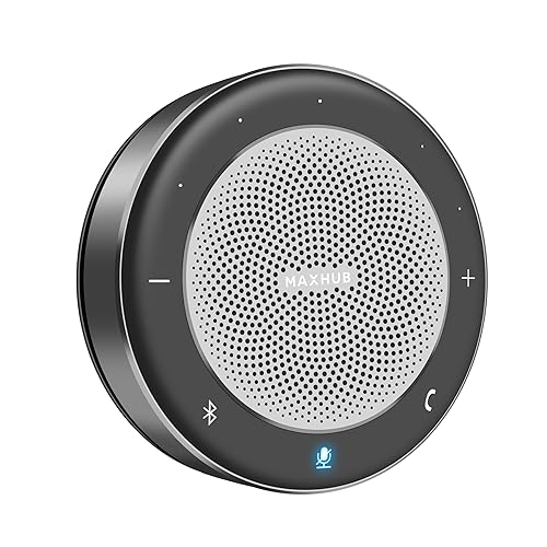 Enther&MAXHUB Bluetooth Speakerphone,USB Conference Speaker with 360° Voice Pickup&6 Microphones,Noise Reduction,Compatible