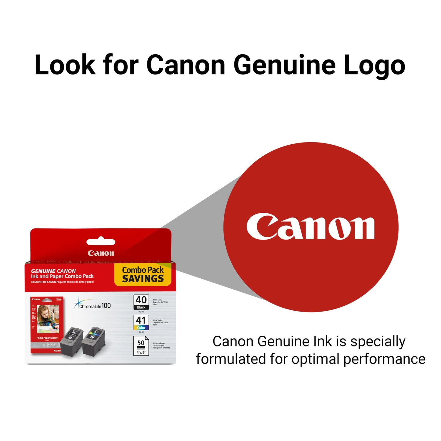 Canon PG-40/CL-41 Genuine Black Ink and Color Cartridge Value Pack with 50-Sheet Photo Paper, Compatible with iP2600/1800/1700/1600, MX310/300