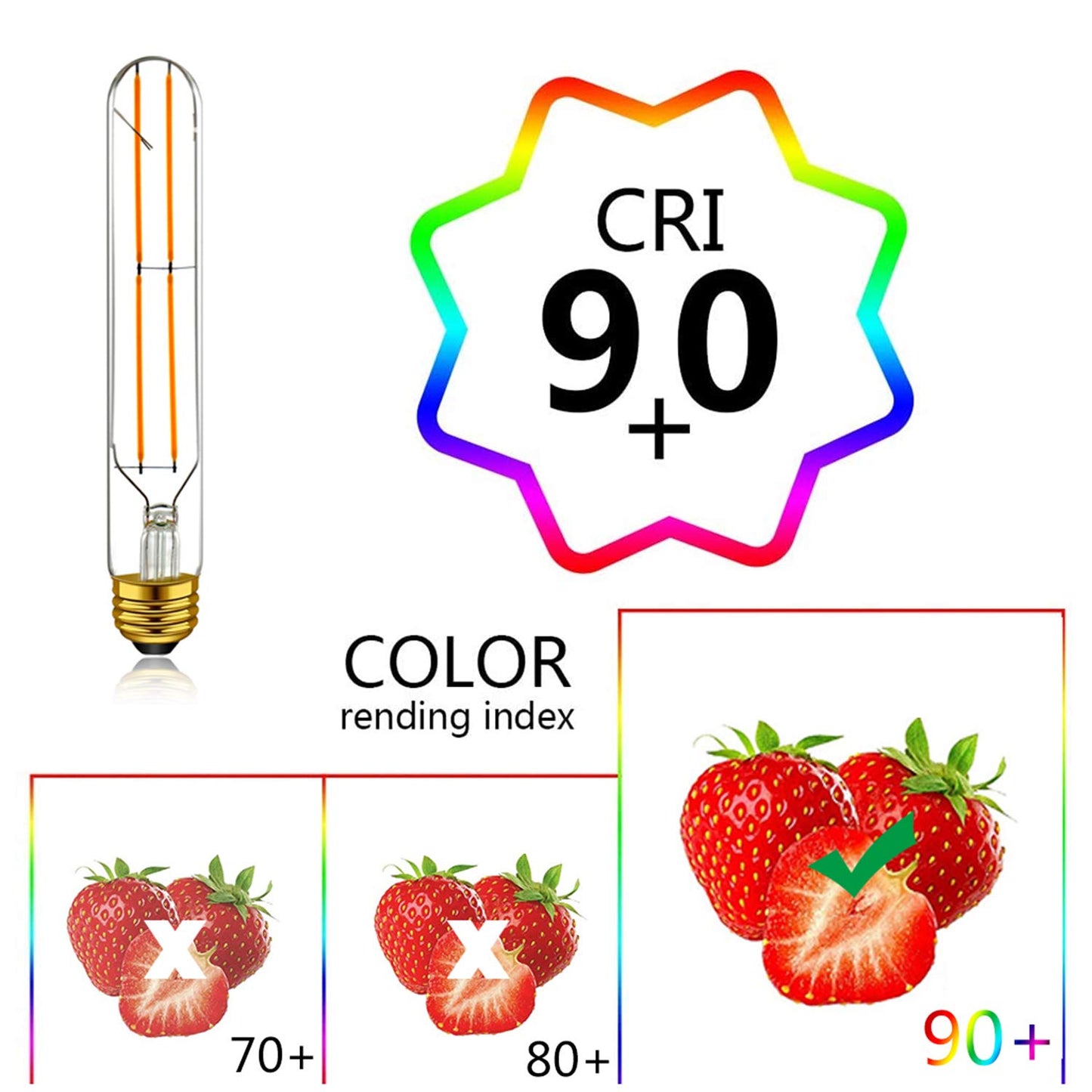 Adshen-US Dimmable 6W Edison Led Tube Bulbs,Soft White 2700K,T10 Long Tubular Light Bulb 7.3 Inch, 60Watt Equivalent,Medium Base E26 Led Bulb, Pack