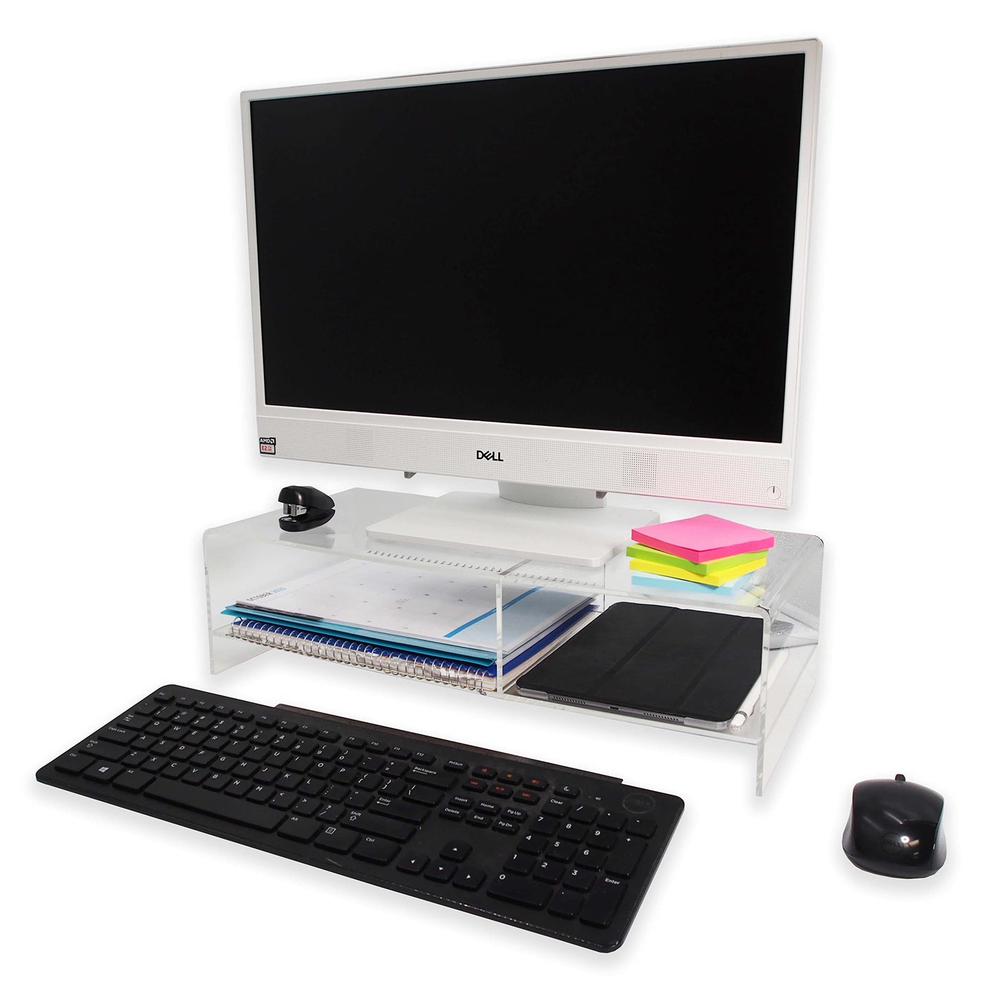 CuteBox Company 4-Pack Clear 5mm Deluxe Acrylic Monitor Stand for Computers, Monitors, Laptops, Tablets, Office Use, Home Use, Desks, Tabletop