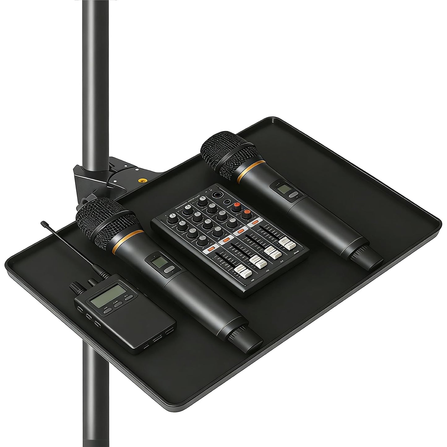 Microphone Stand Tray,Clamp on Shelf for TikTok,Most Mic Stands,10.8"x8.0" Large Tripod Shelf Table,Clip on Tray,Music Stand Accessories,Lash Tray