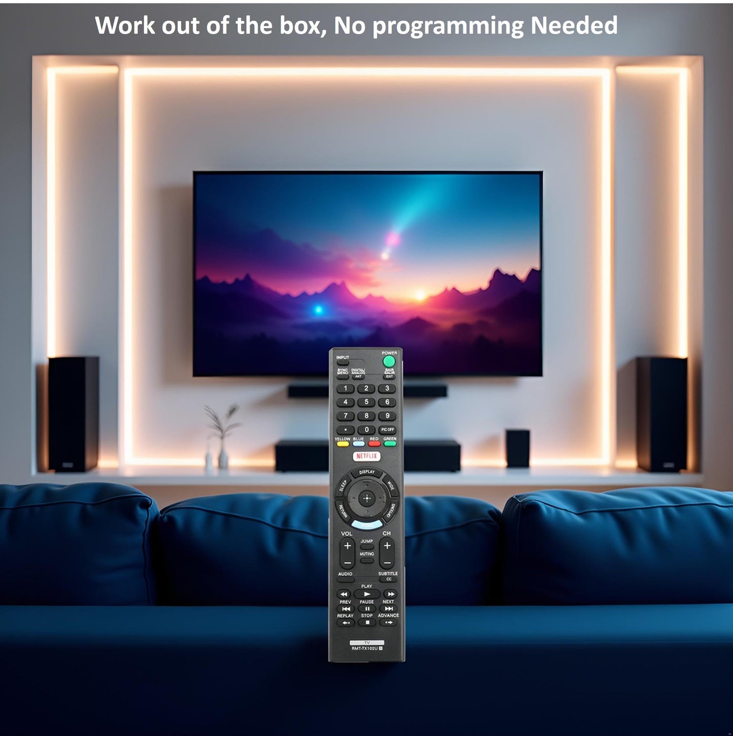 Universal for Sony-TV-Remote, Compatible with Sony Bravia Smart LCD LED HD TVs RMT-TX100U RMT-TX102U RMT-TX300U
