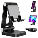 Fanlory Folding Cell Phone Stand,Laptop Stand, Adjustable Height and Angle Foldable Cell Phone Stand Holder for Desk, Taller iPhone Stand Compatible