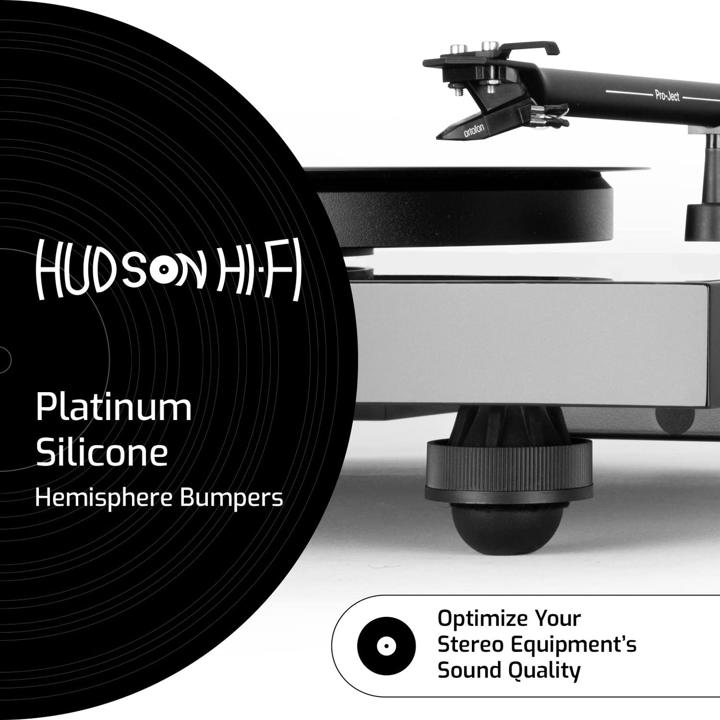 Hudson Hi-Fi Speaker Isolation Feet (4-Pack, 1") - Adhesive Silicone Anti-Vibration Pads for Speakers, Turntables, Subwoofers & Amplifiers, Supports