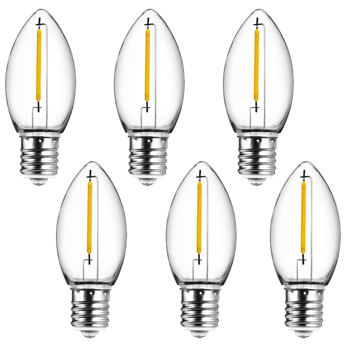 JOYIN C7 LED Light Bulbs - Replacement E12 Base Bulbs for Window Candles & Chandeliers (Warm White, 6 Pack)