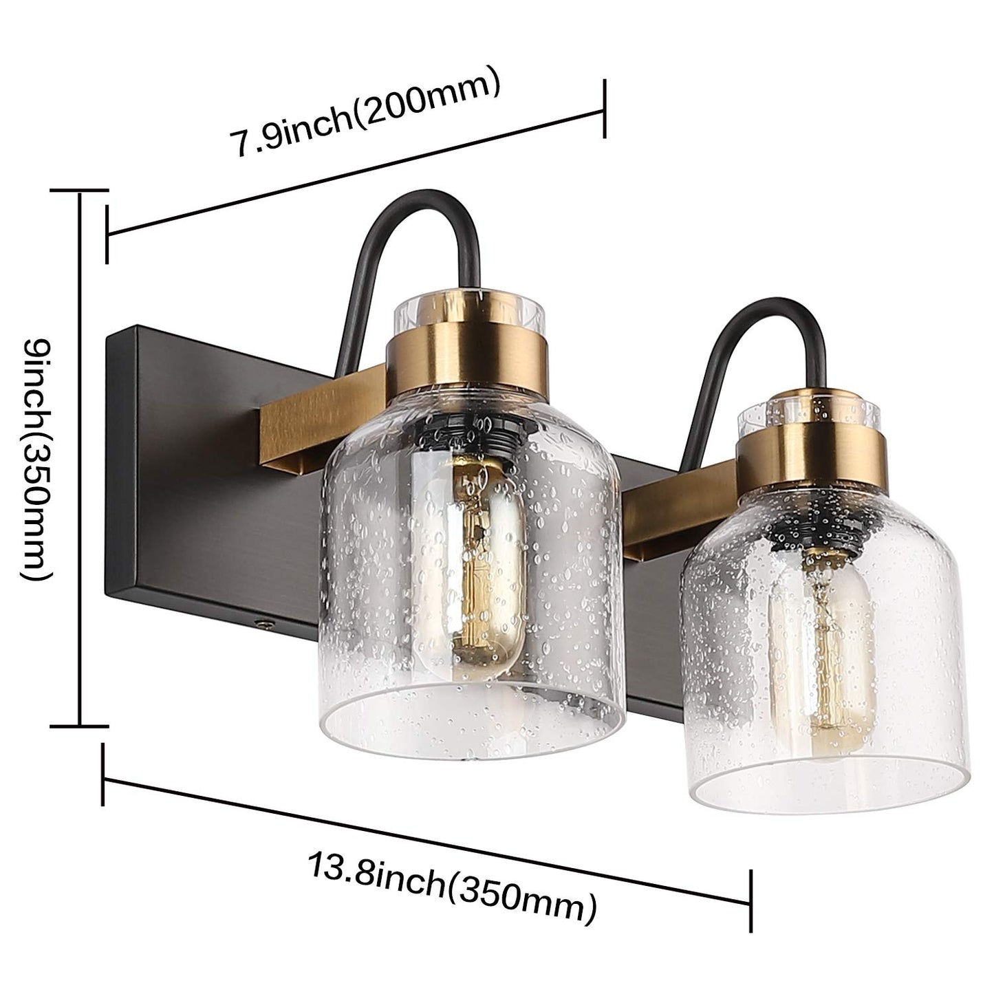 PRESDE 2 Light Bathroom Vanity Fixtures Black and Gold Farmhouse Bathroom Lights Fixture Over Mirror Bath Wall Sconce Lighting
