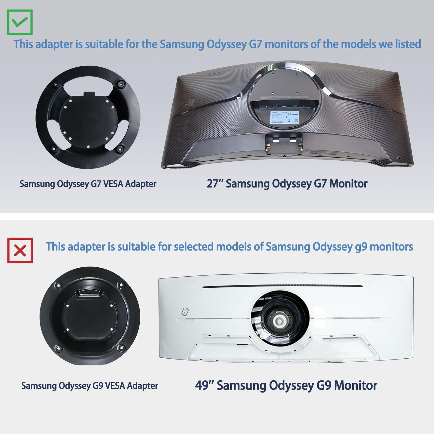 Odyssey G7 Monitor Mount Adapter Compatible with Samsung Odyssey G6 G7 vesa Mount (Fits 27'' 32'' G65B G75T G77T CHG70 28''G70A G70B 49''CHG90 CJ890