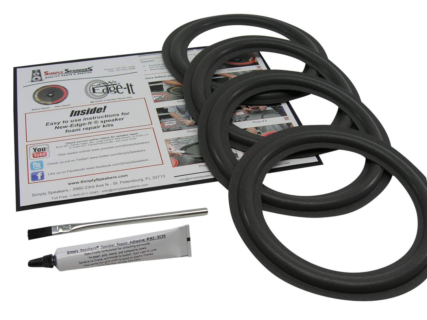 EPI TE280, TE380, 20, 180, 202, 8 Inch Foam Speaker Repair Kit FSK-8-4 (4 Pack)